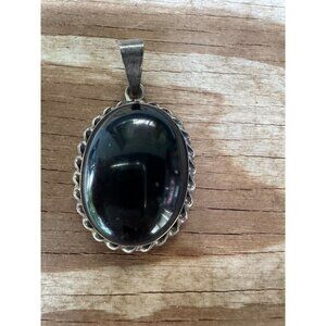 Vintage Taxco Sterling Silver Black Onyx Pendant